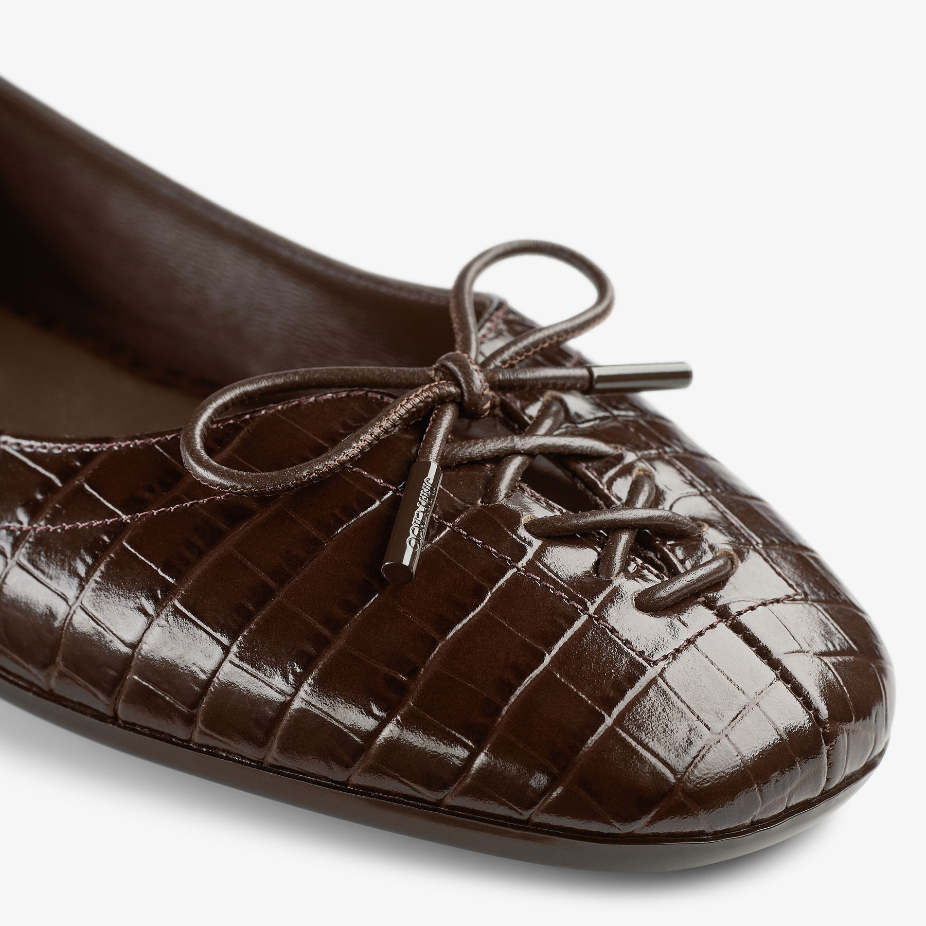 Scarlett Ballerina
Chocolate Croc Embossed Leather Ballerina Flats - 3