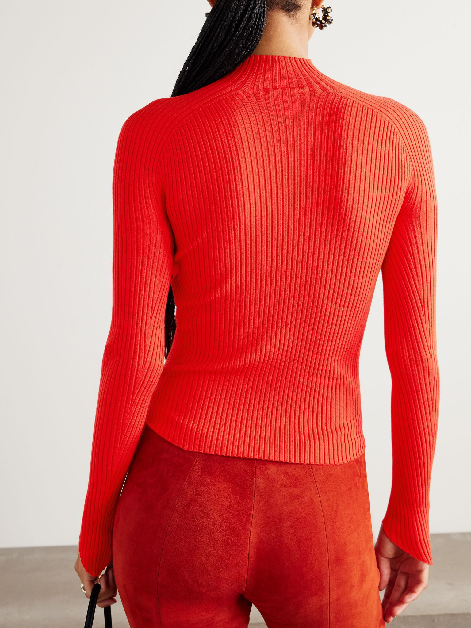 Ribbed-knit top Red - 3