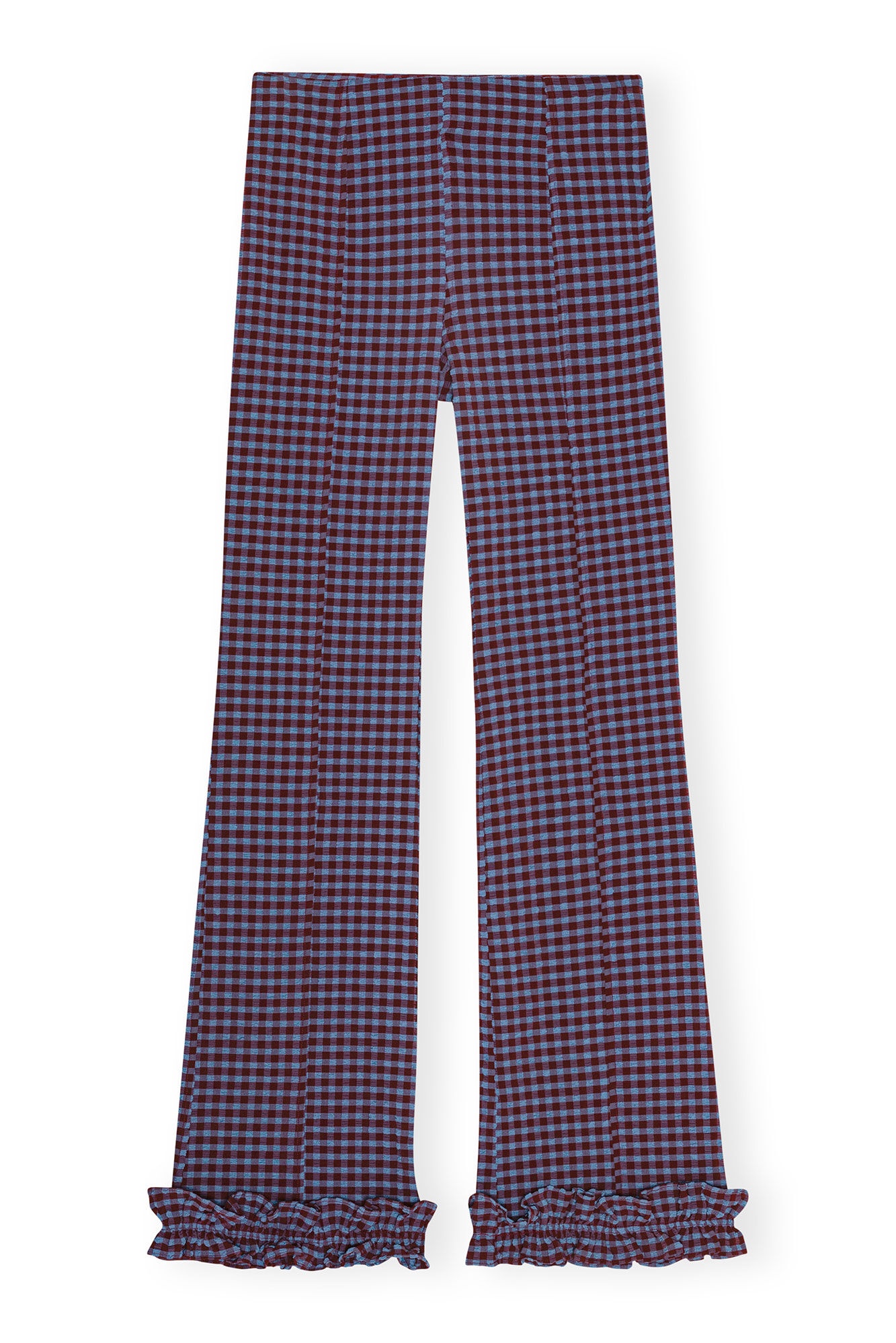 CHECKERED STRETCH SEERSUCKER FRILL PANTS - 1
