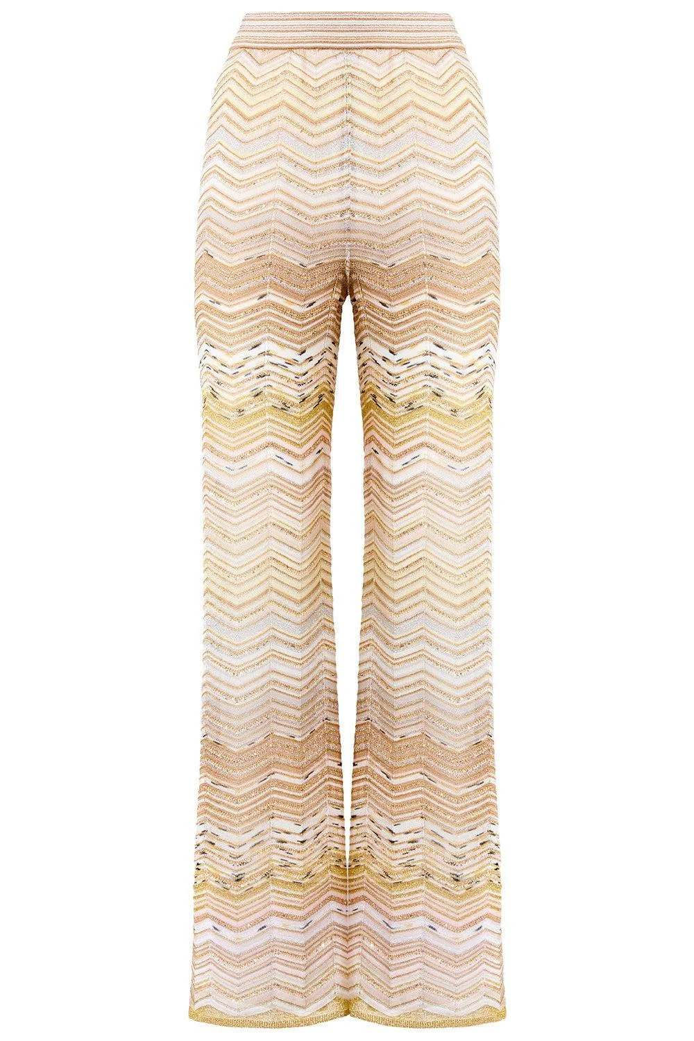 Wide Leg Knit Trousers - Gold - 1