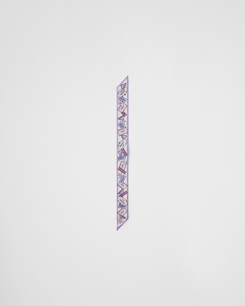 Printed silk twill skinny scarf 3