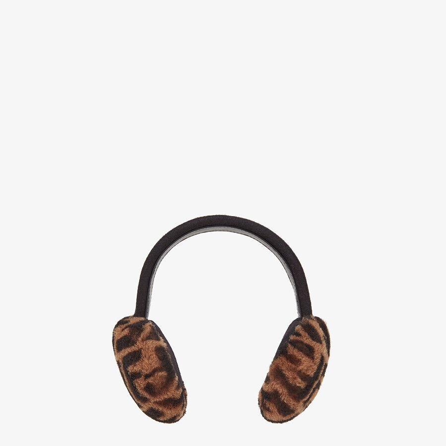 Brown shearling earmuffs - 1