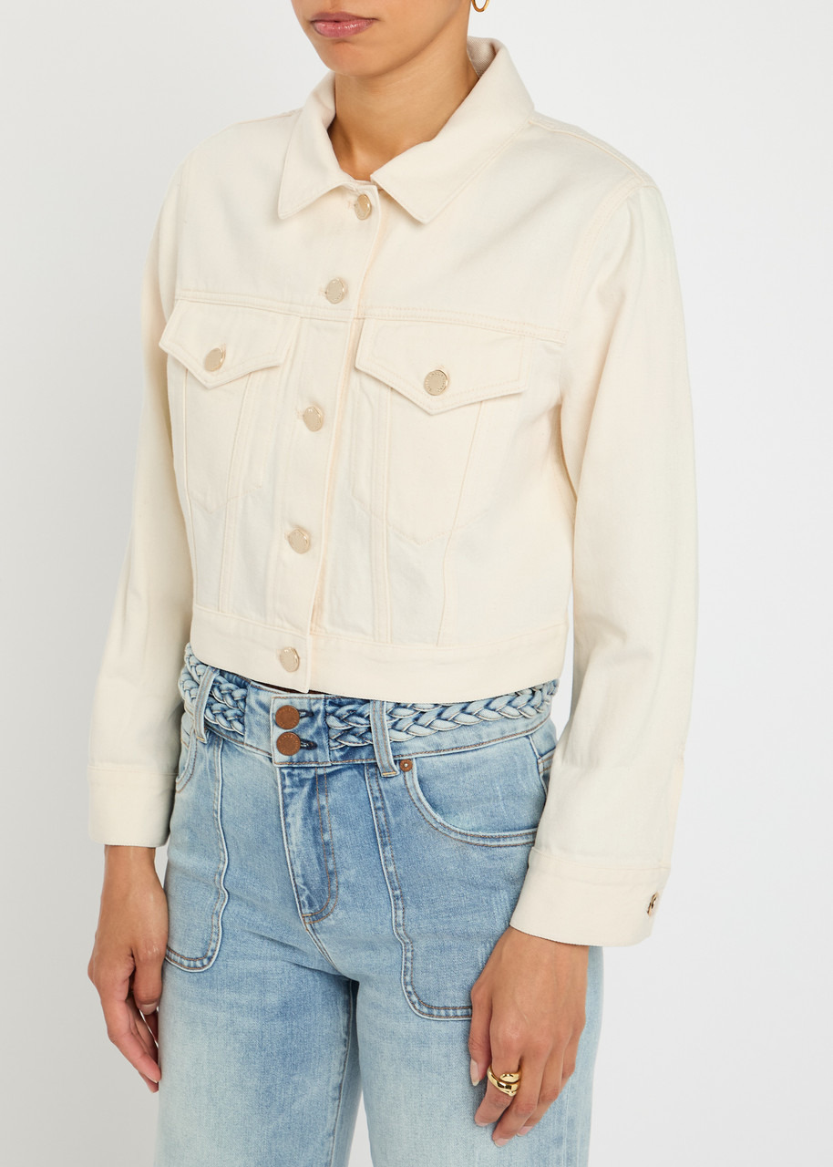 Alice + Olivia Chloe Darted Denim Cropped Jacket - 2
