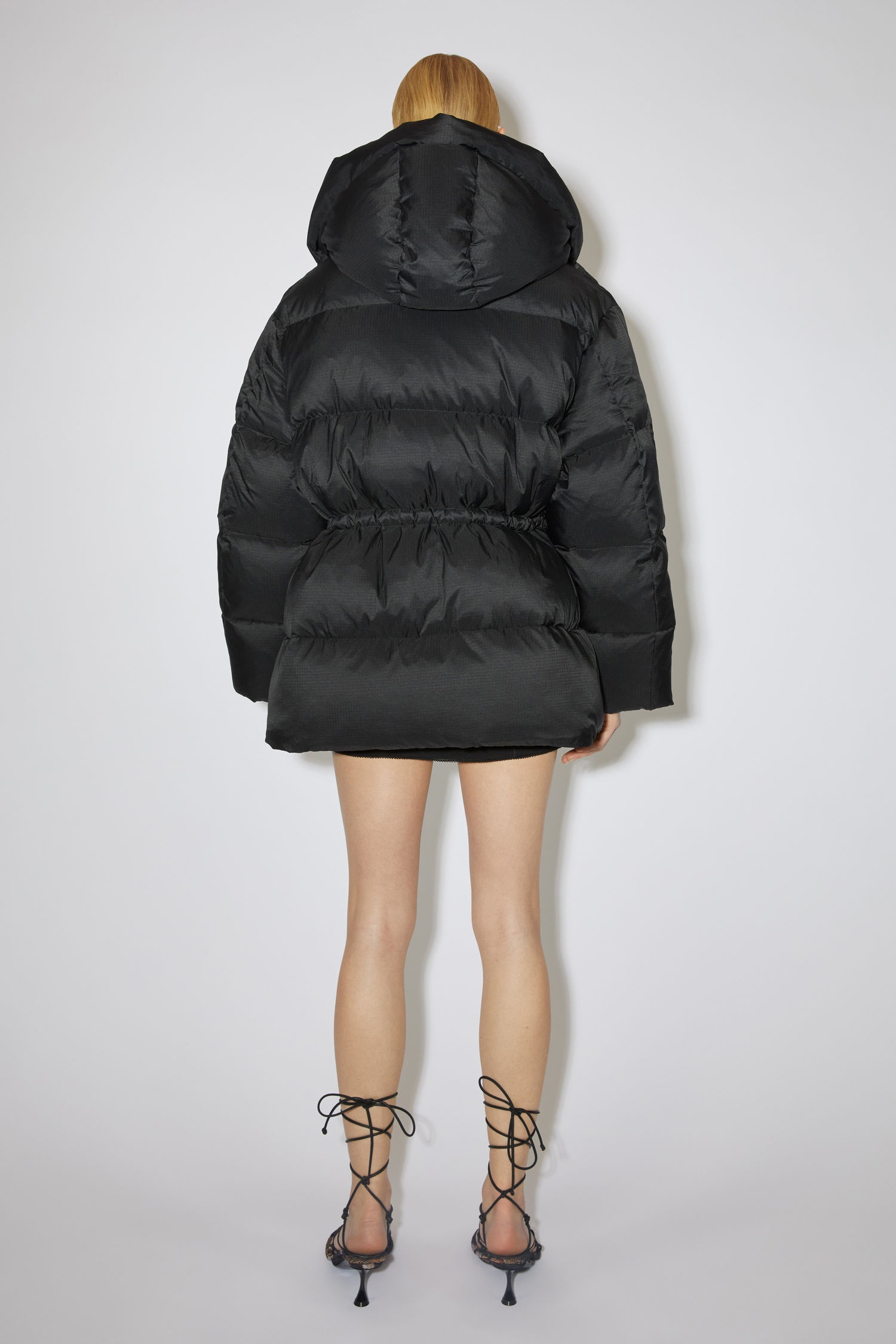 Hooded puffer coat - Black - 3