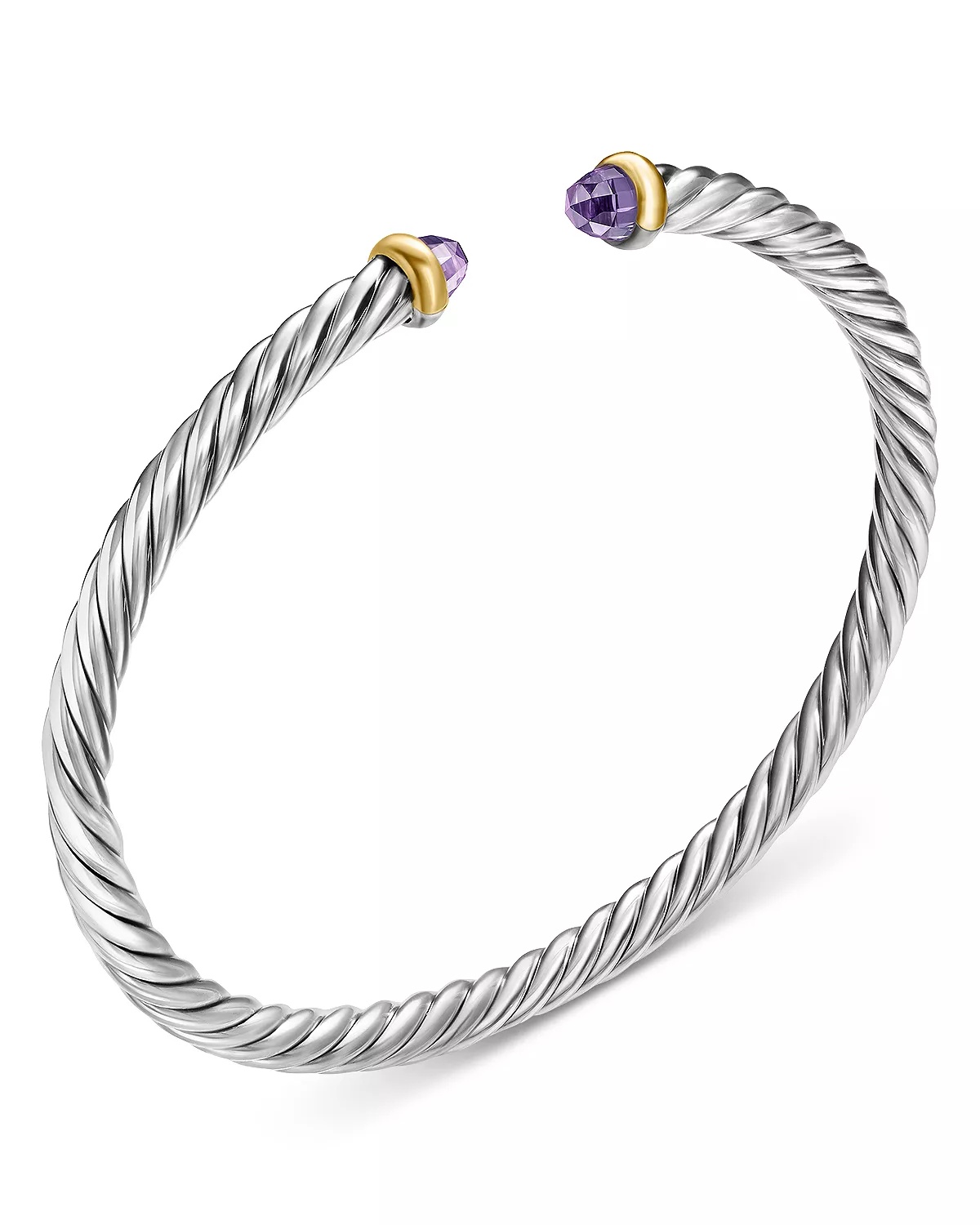 Sterling Silver & 14K Yellow Gold Cable Flex Bracelet, 4mm - 3