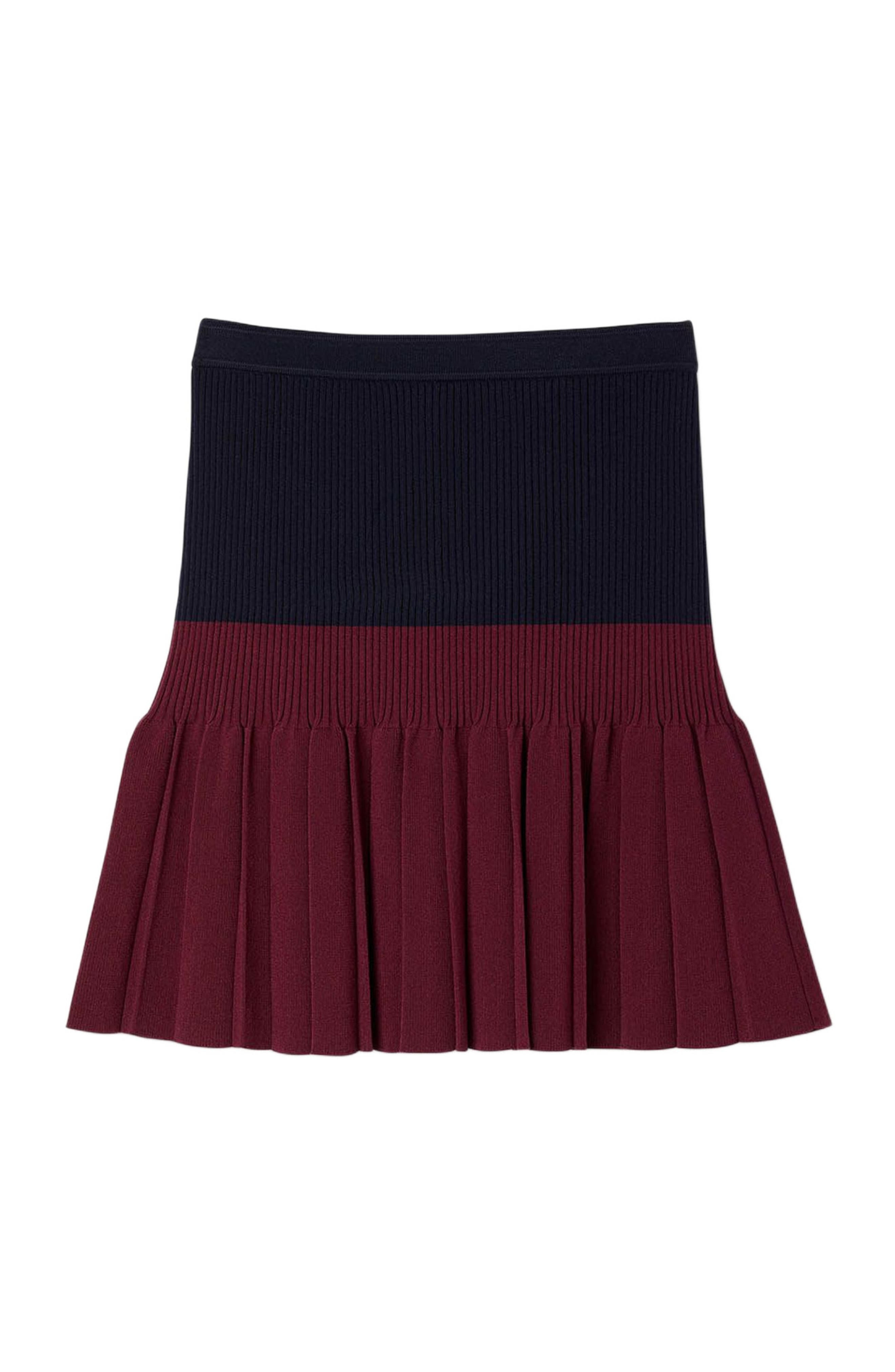 SANDRO Short two-tone pleated skirt in Navy Blue at Nordstrom - 6