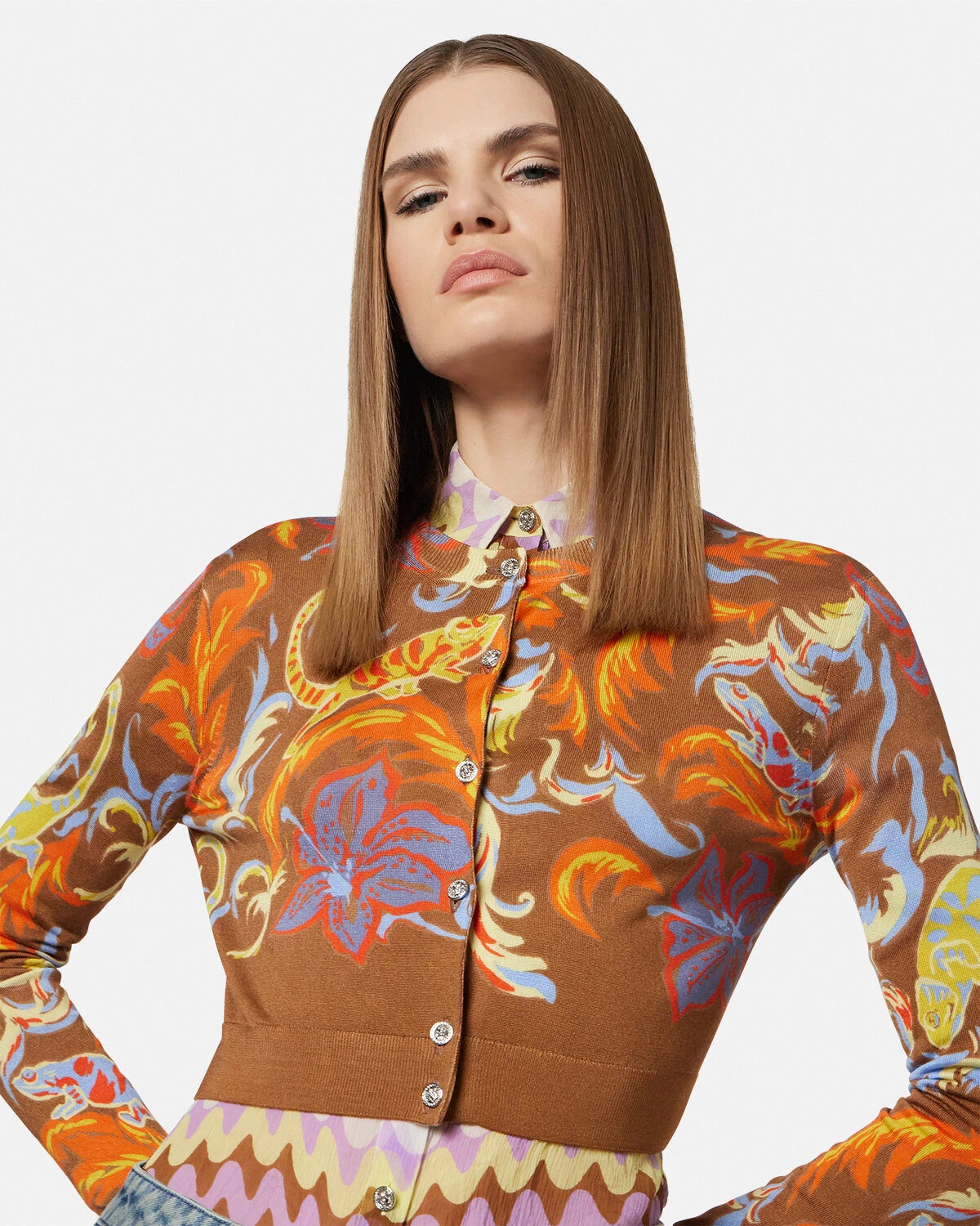 Exotic Barocco Silk Crop Knit Cardigan - 3