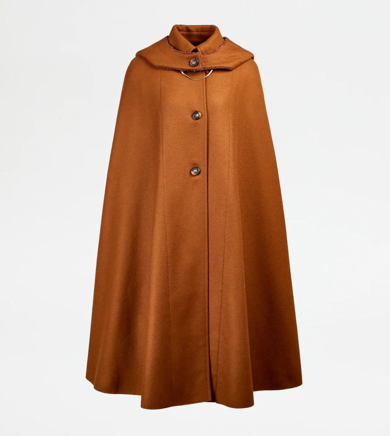 CAPE WITH BROOCH - BROWN 1
