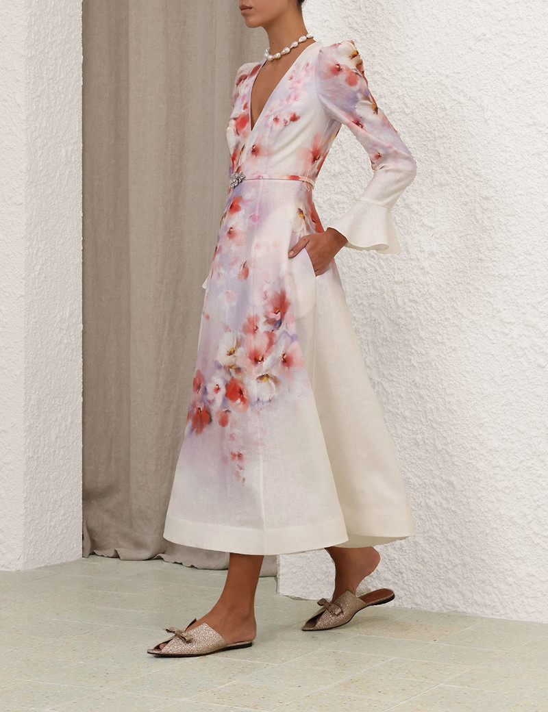 CRUSH FRILL SLEEVED MIDI DRESS 8