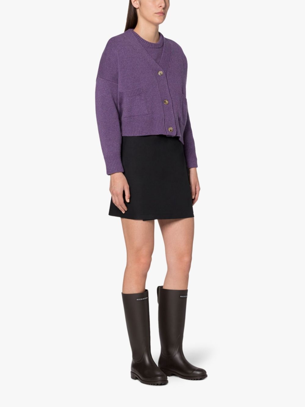 KELLE PURPLE WOOL CARDIGAN - 2