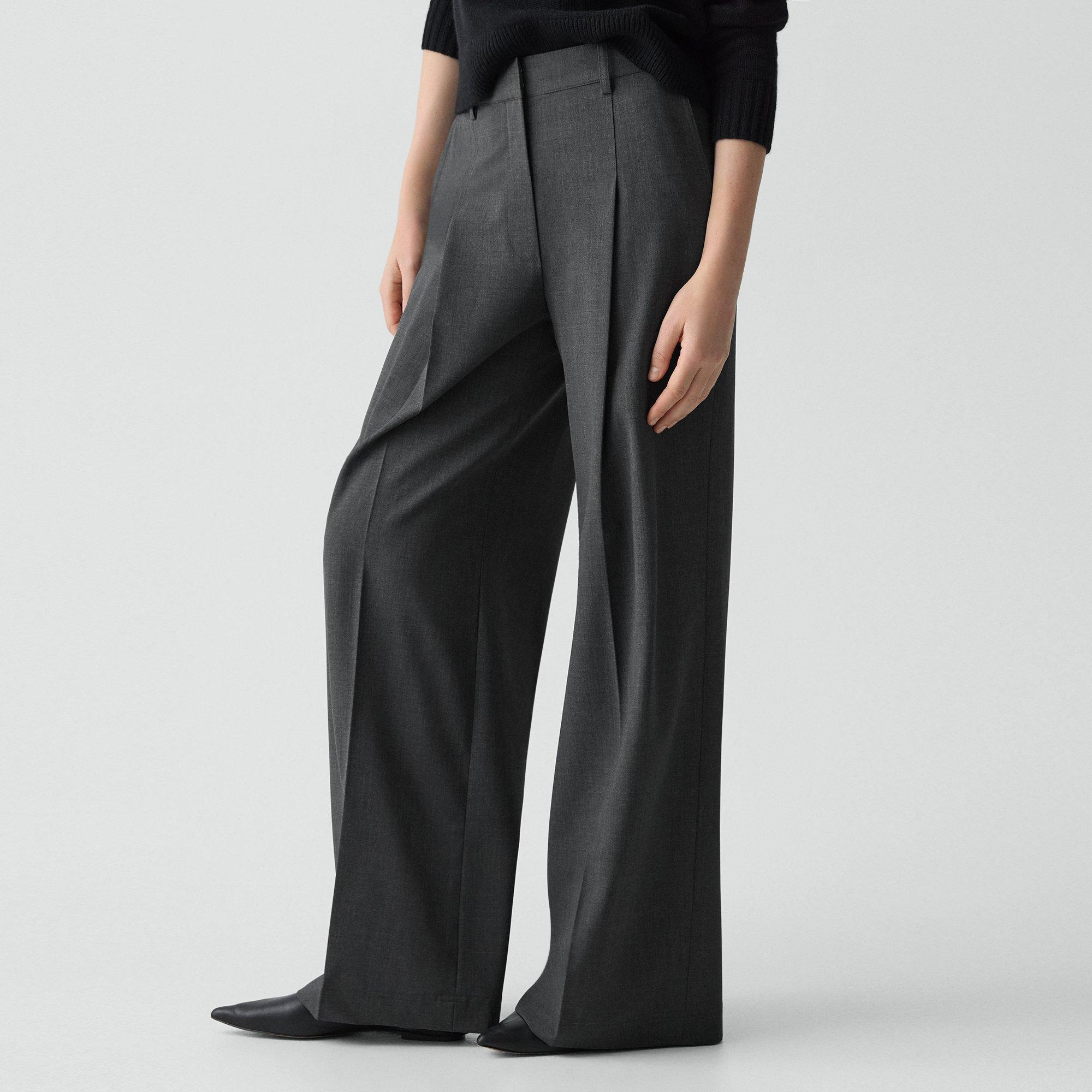 Pleated Wide-Leg Pant, 33'' in Good Wool - 5