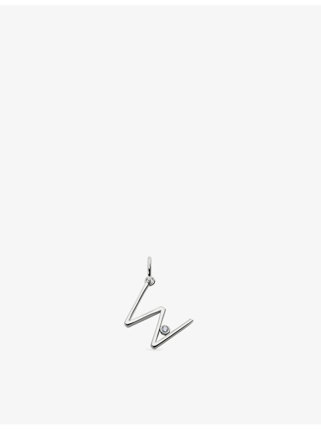 Solitaire Diamond Initial W Sterling-Silver And 0.035ct Lab-Grown Diamond Pendant - 1