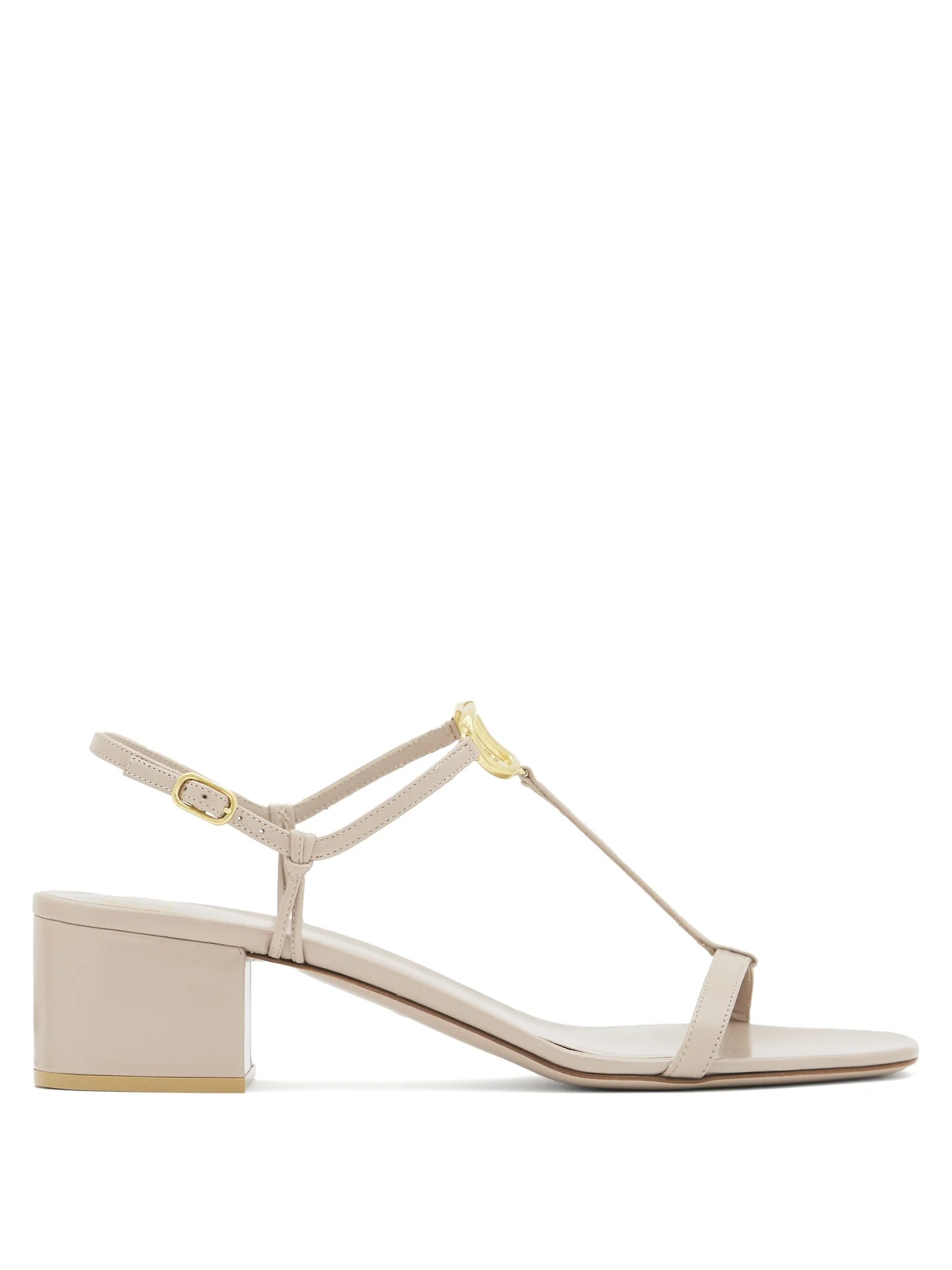 V-logo block-heel leather sandals - 1