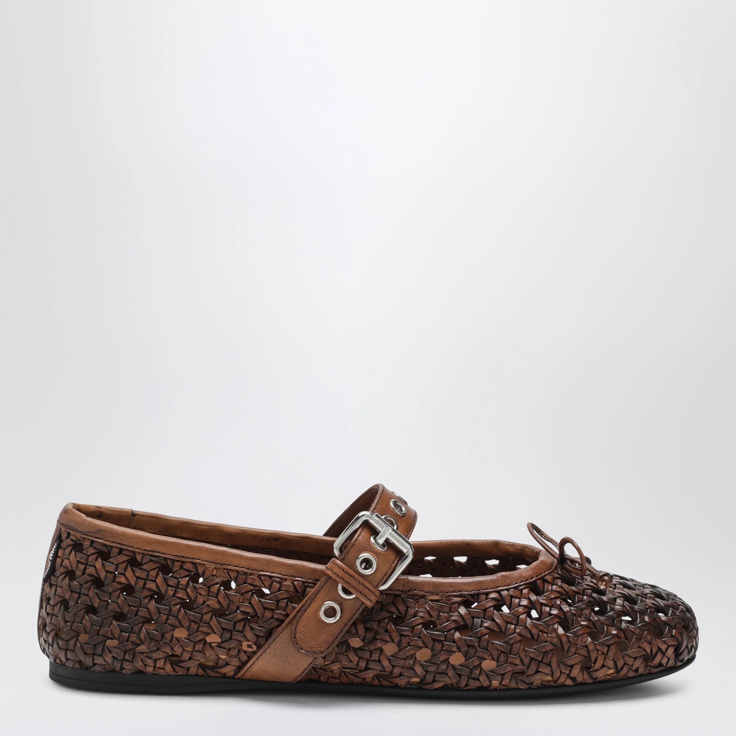 Miu Miu Perforated Leather Ballerinas In Cognac Color Women - 1