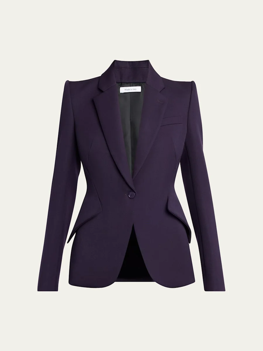 Grain De Poudre Wool Single-Breasted Blazer - 1