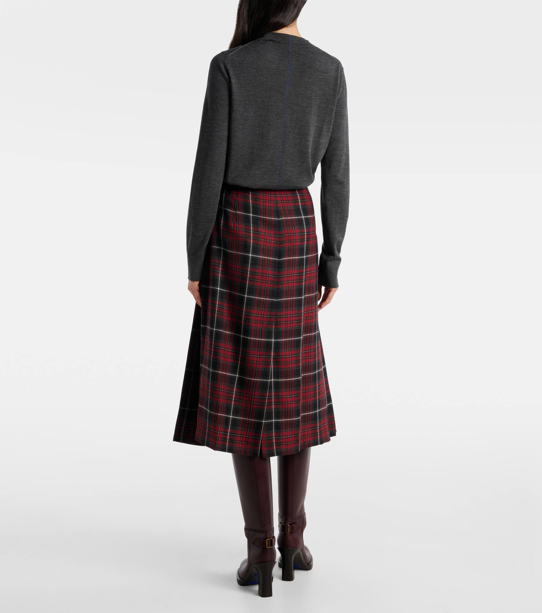 Pleated plaid twill kilt - 3
