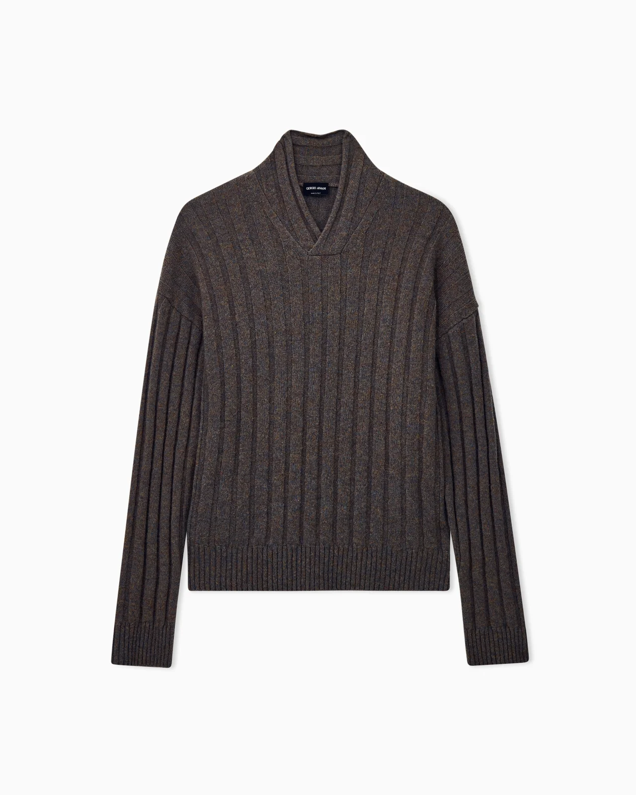 SWEATER REGULAR FIT IN WOOL WITH LARGE RIB STITCH - 1