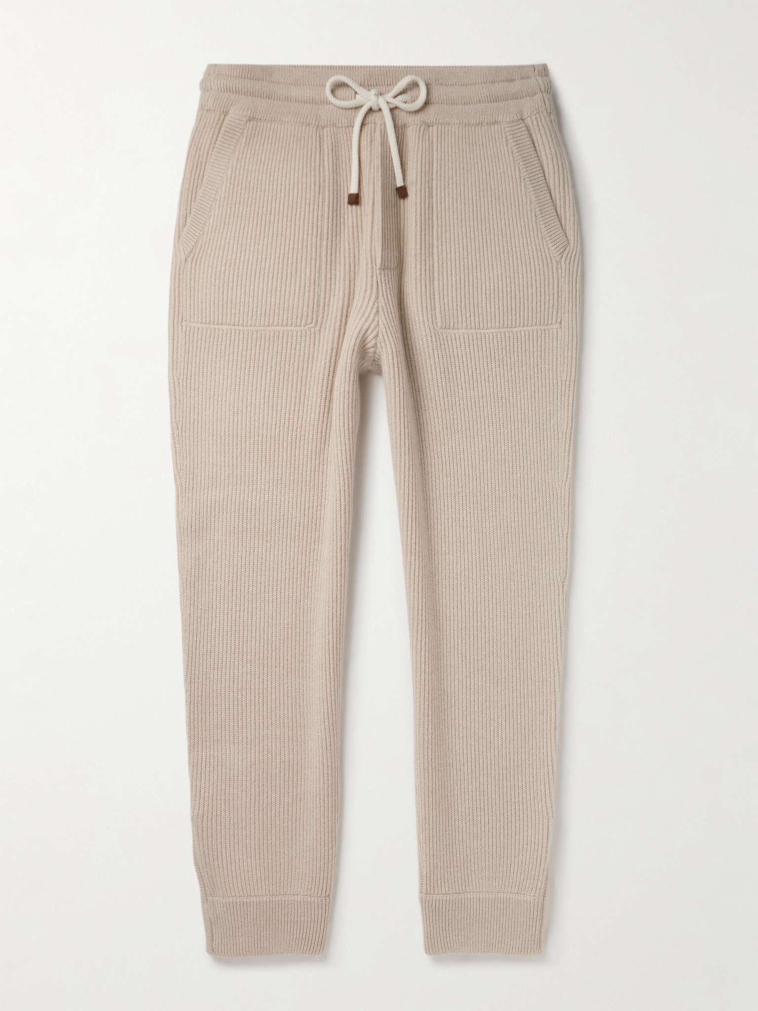 Tapered Ribbed Cashmere Sweatpants - 1