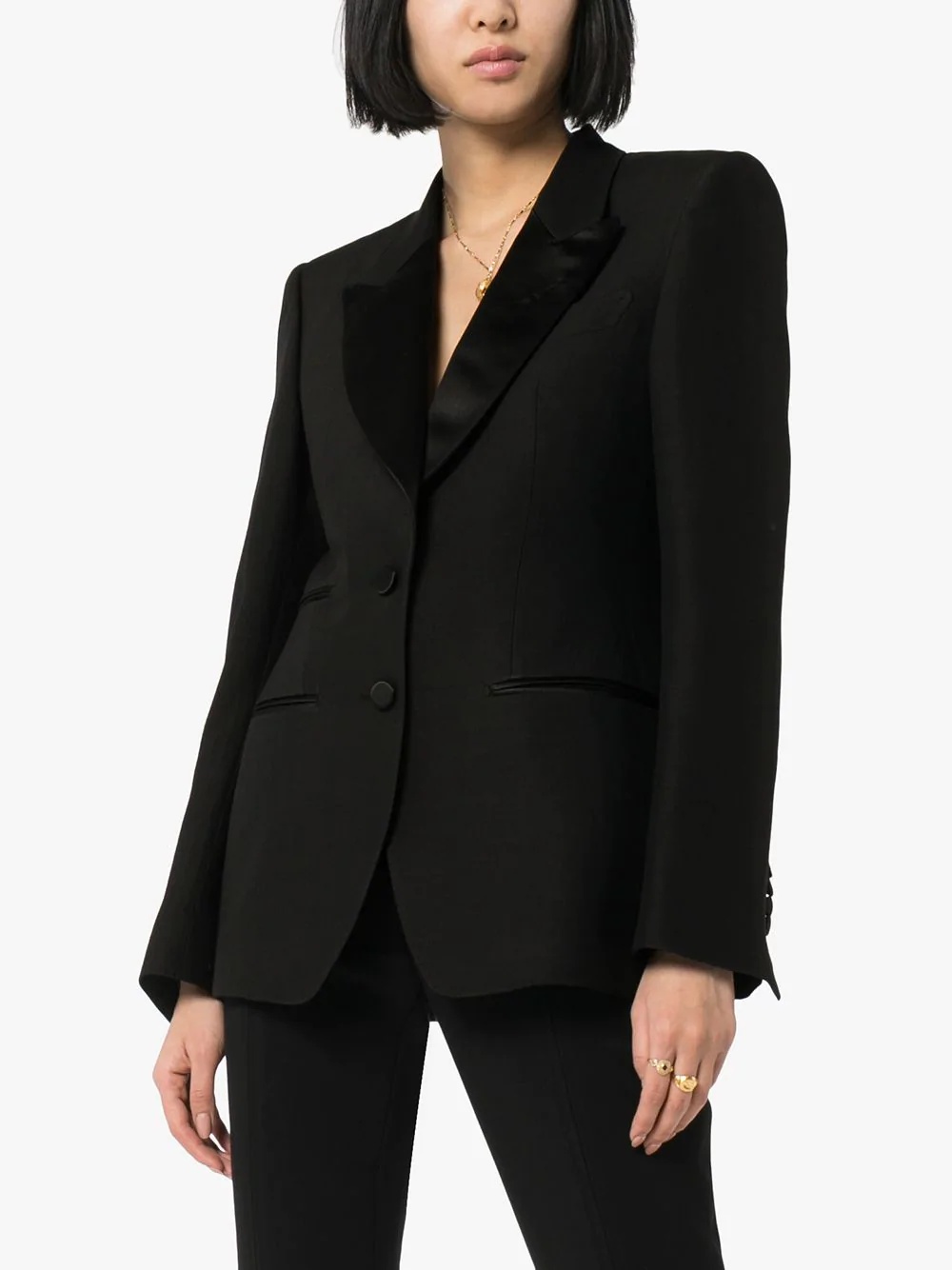 single-breasted tuxedo blazer - 3