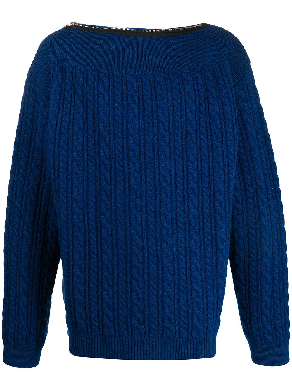 crew neck cable-knit jumper - 1