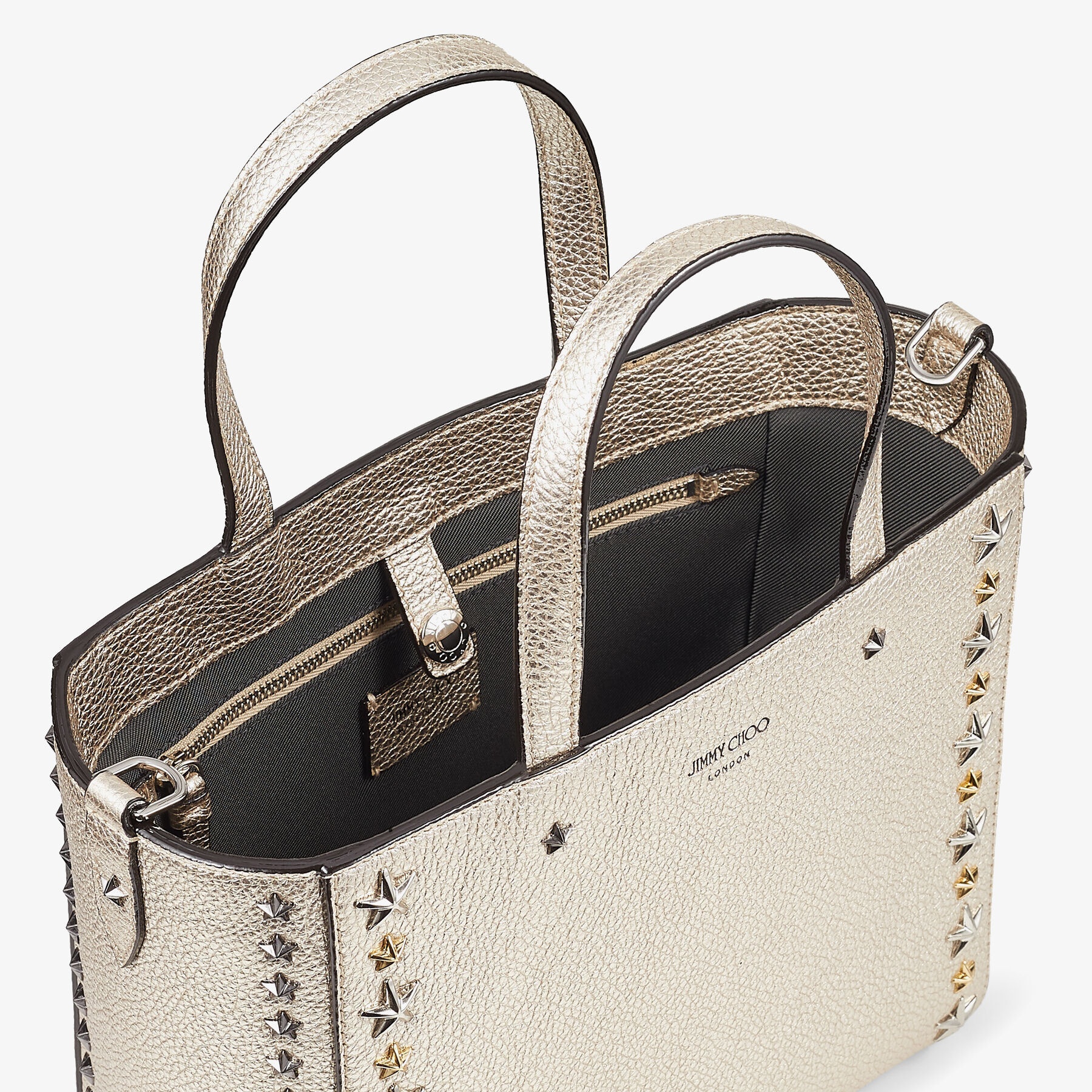 Pegasi/s Tote
Light Gold Metallic Soft Grainy Calf Small Tote Bag with Stars Mix - 4