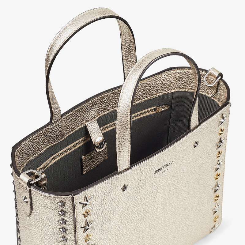 Pegasi/s Tote
Light Gold Metallic Soft Grainy Calf Small Tote Bag with Stars Mix 4