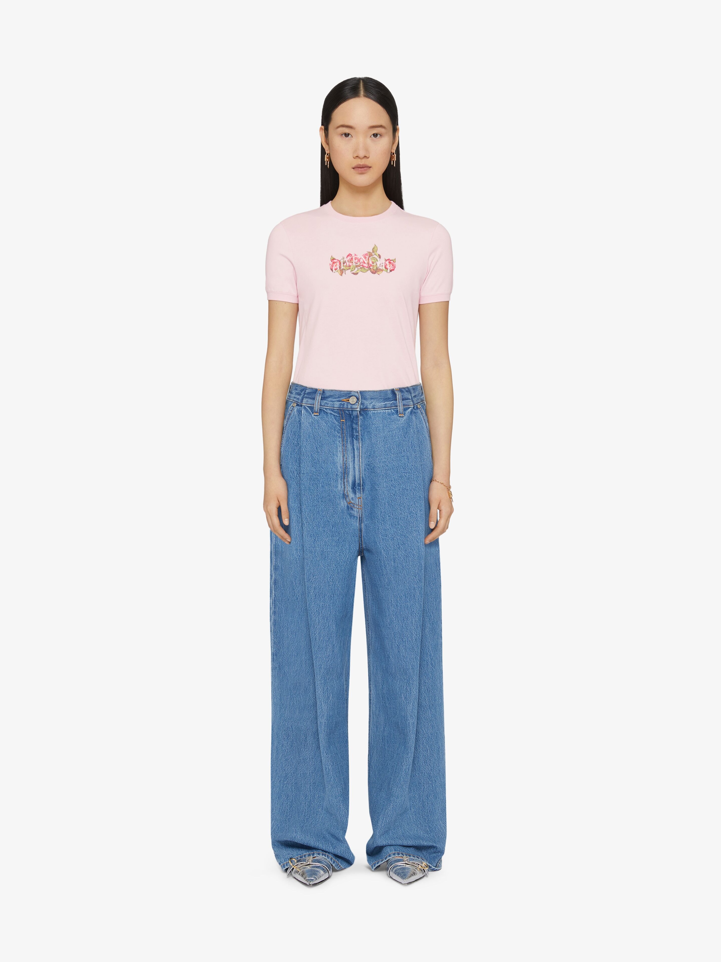 GIVENCHY T-SHIRT IN COTTON WITH ROSES PRINT - 4