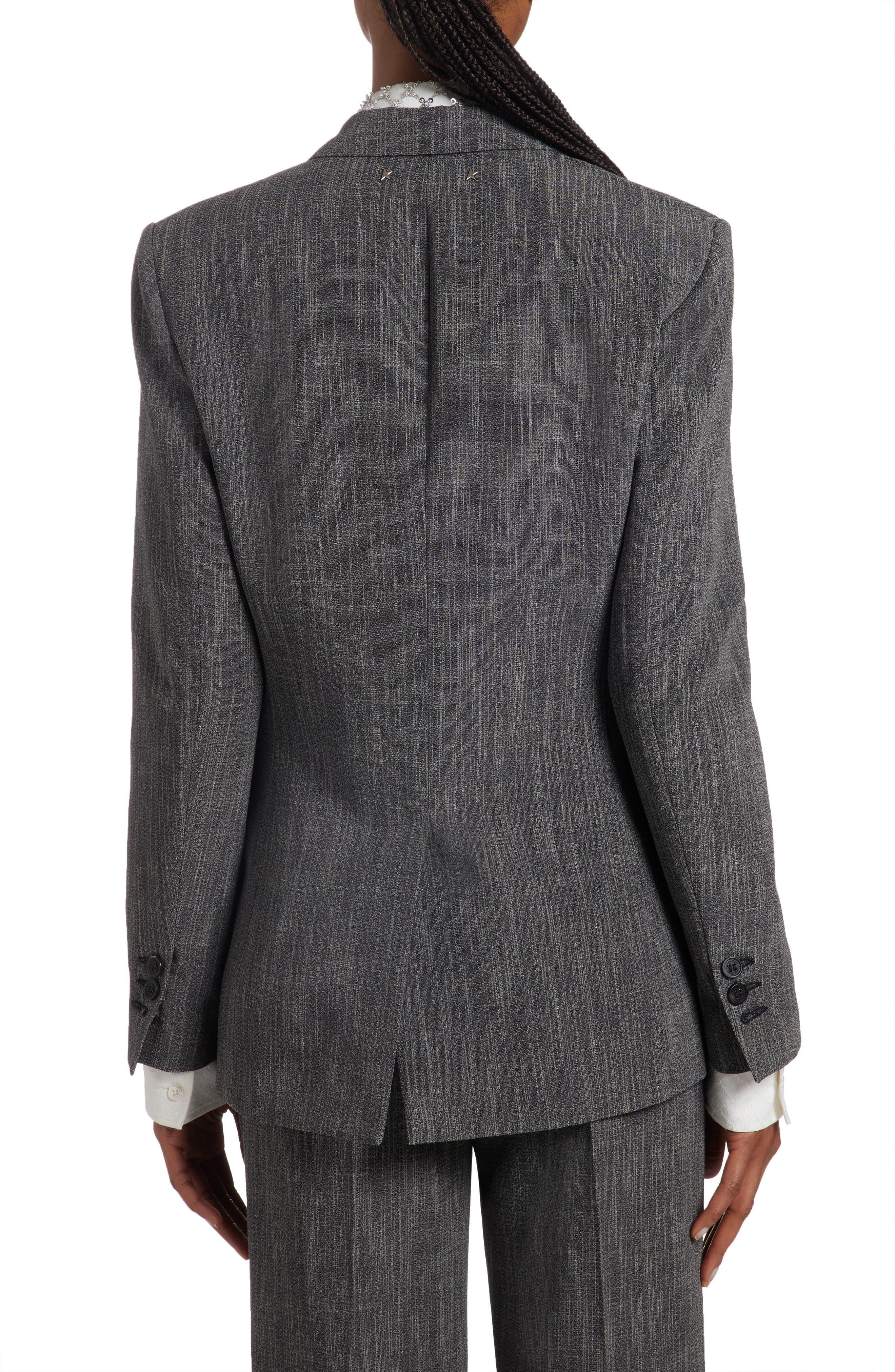 Golden Goose Single Breasted Mélange Virgin Wool Blend Blazer in Grey/White at Nordstrom - 3
