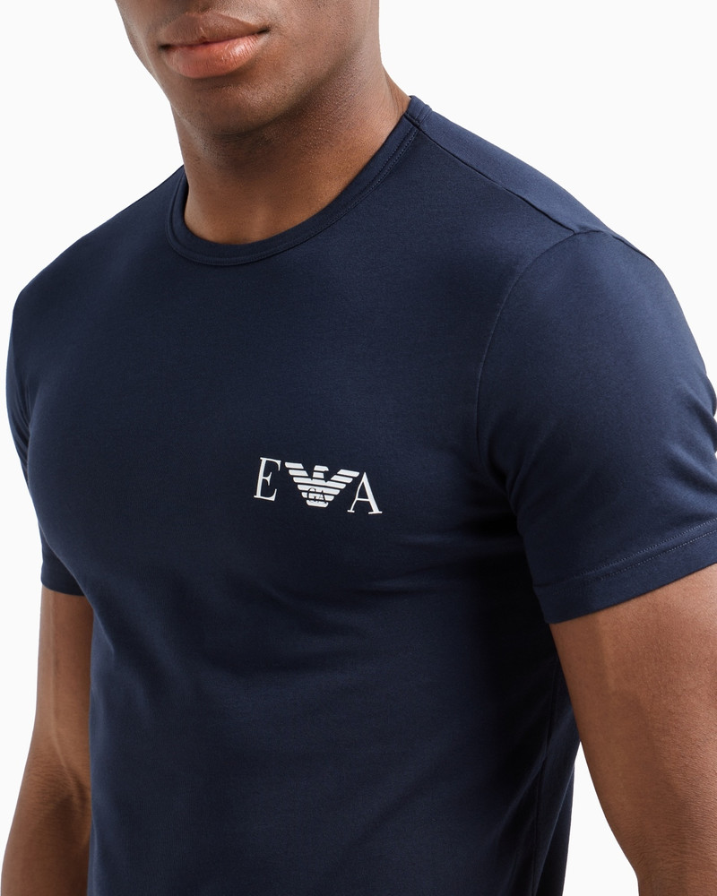 TWO-PACK OF LOUNGEWEAR FITTED T-SHIRTS WITH A BOLD MONOGRAM LOGO 5