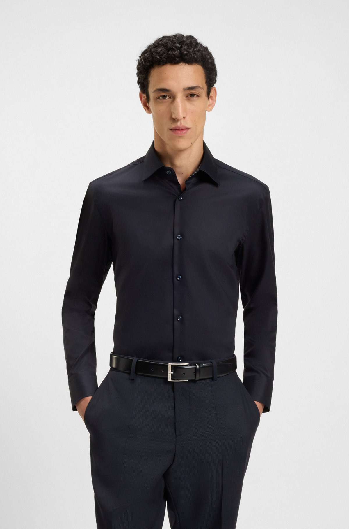 SLIM-FIT SHIRT IN EASY-IRON AUSTRIAN COTTON POPLIN - 2