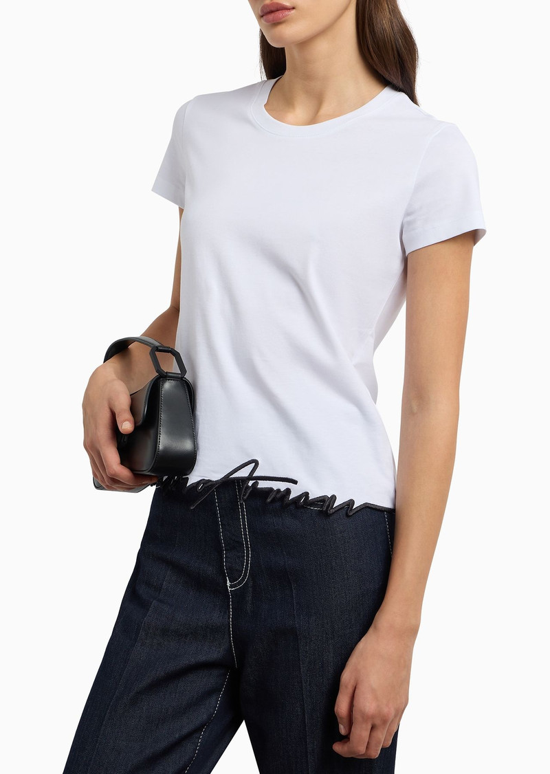 ASV organic-jersey T-shirt with embroidered shaped hem 5