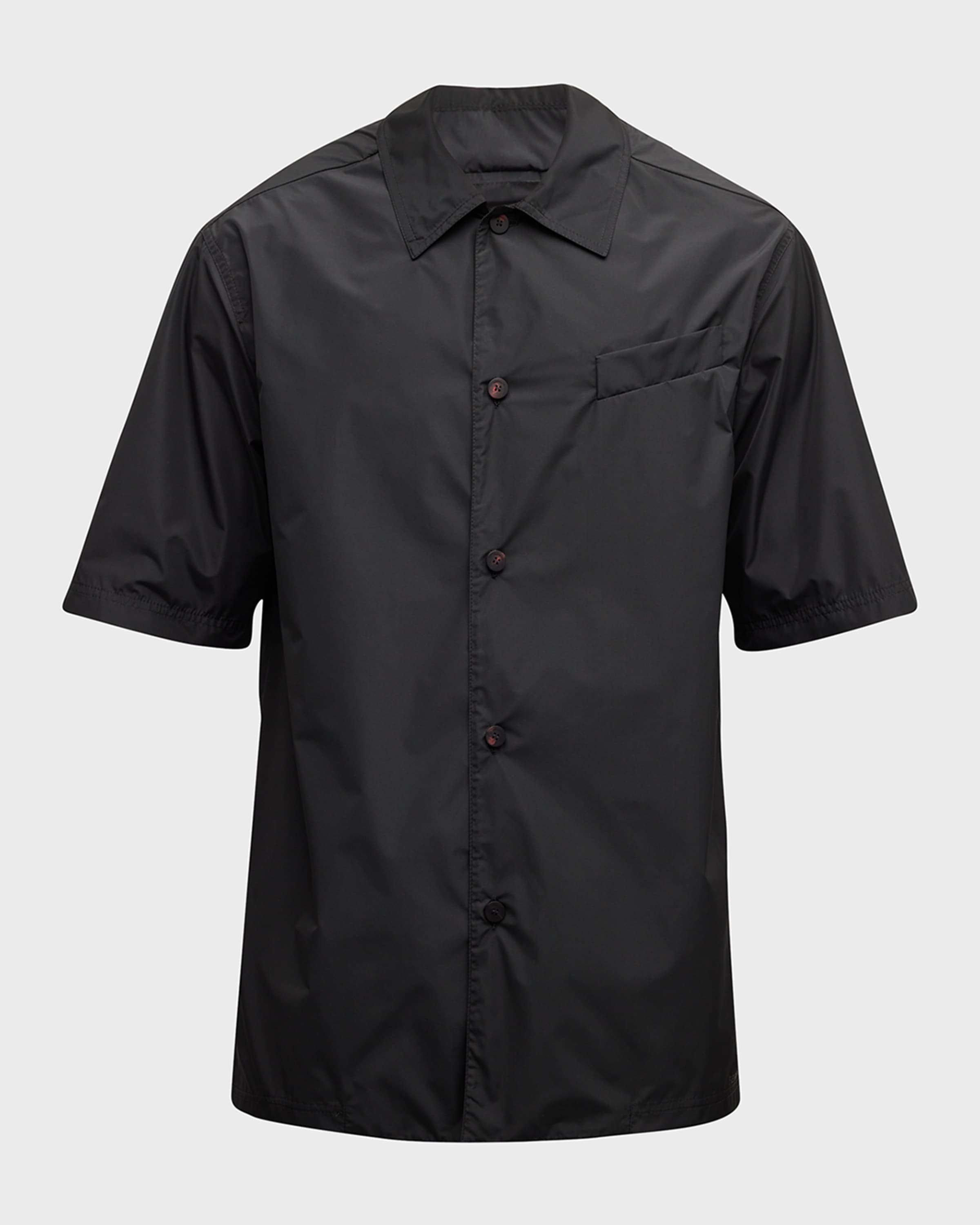 Men's Solid Taffeta Camp Shirt - 1