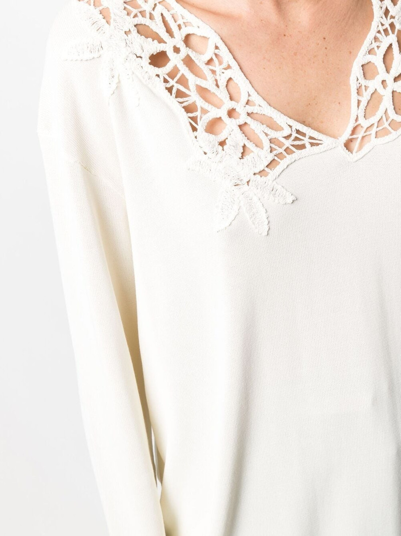 lace-detail V-neck jumper 5
