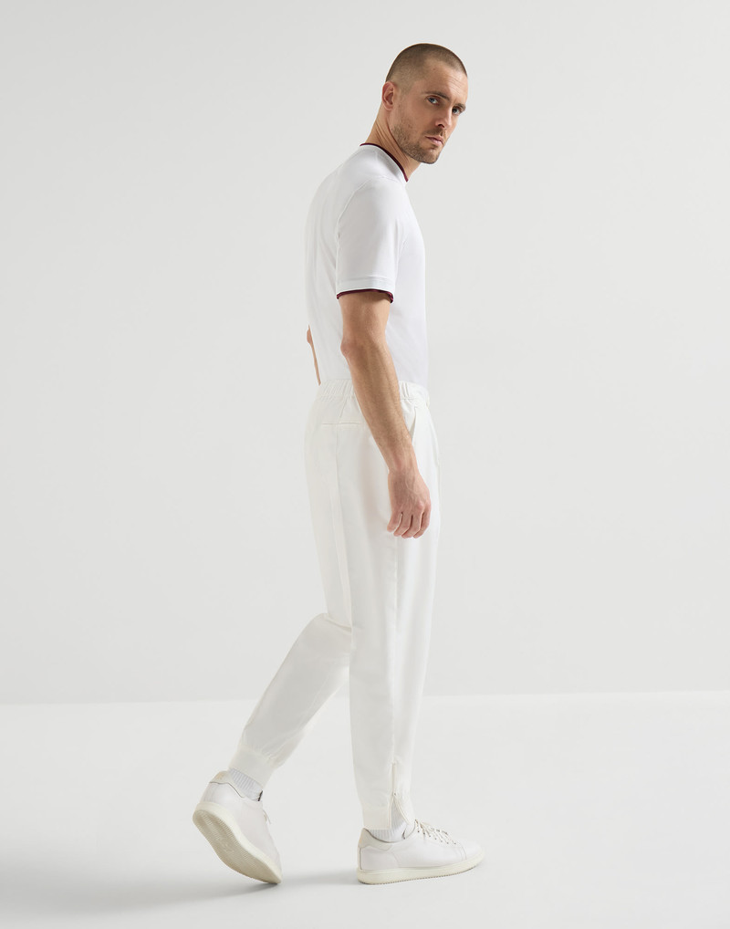 Nylon trousers with tabbed waistband, Crête detail and elasticated zipper cuffs 5