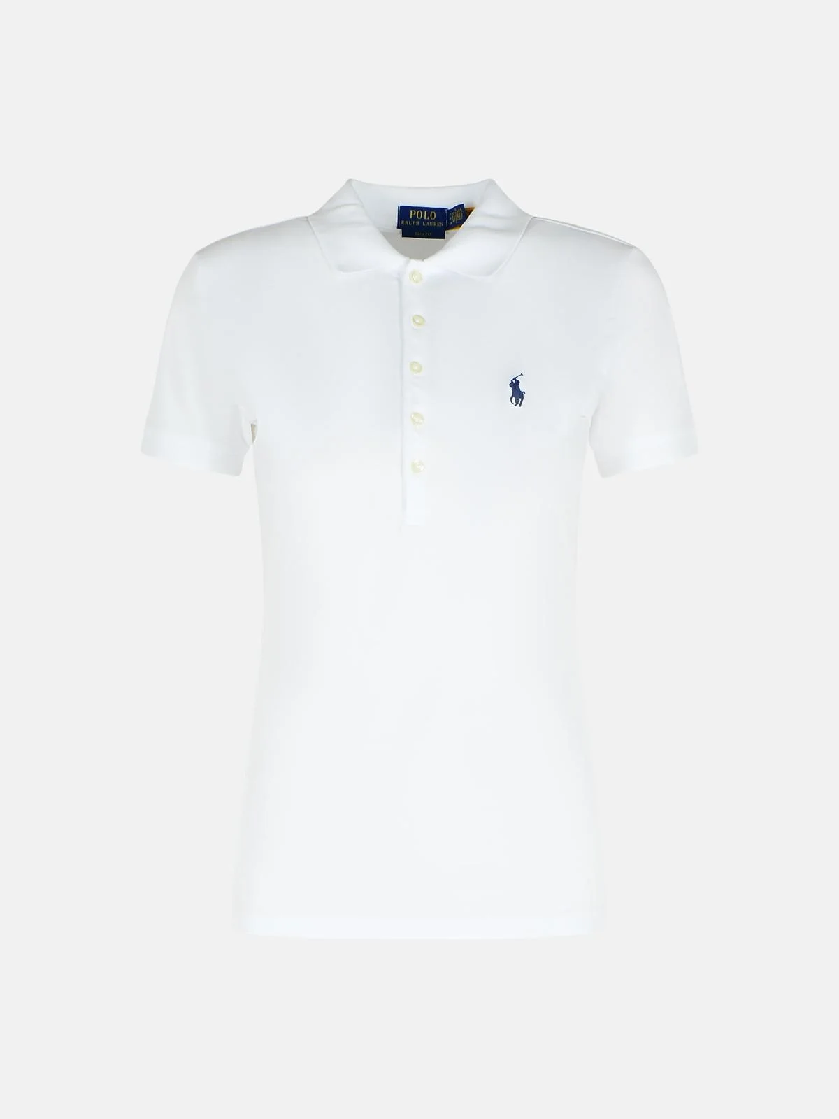 'JULIE' WHITE COTTON POLO SHIRT - 1