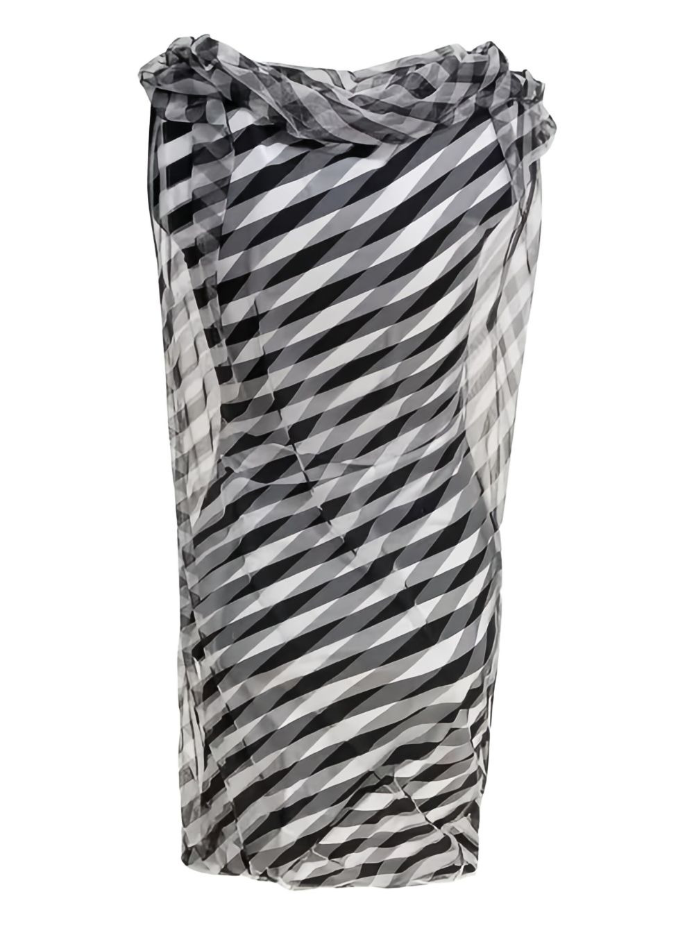 cowl-neck striped dress - 2
