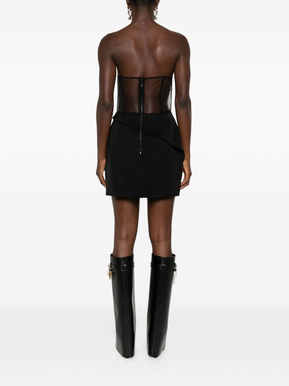 asymmetric-neckline mini dress - 4