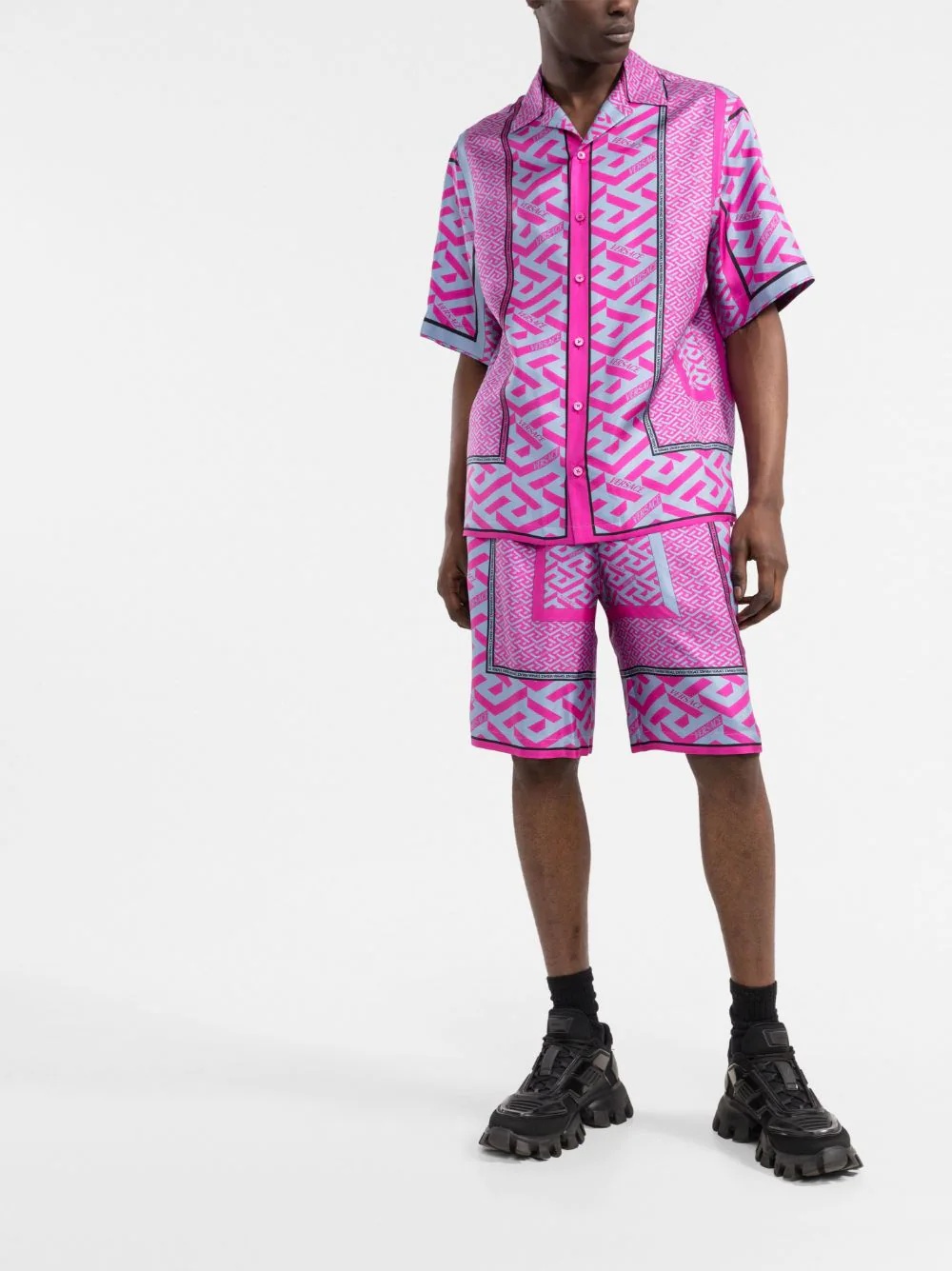 La Greca panelled-print Bermuda shorts - 2