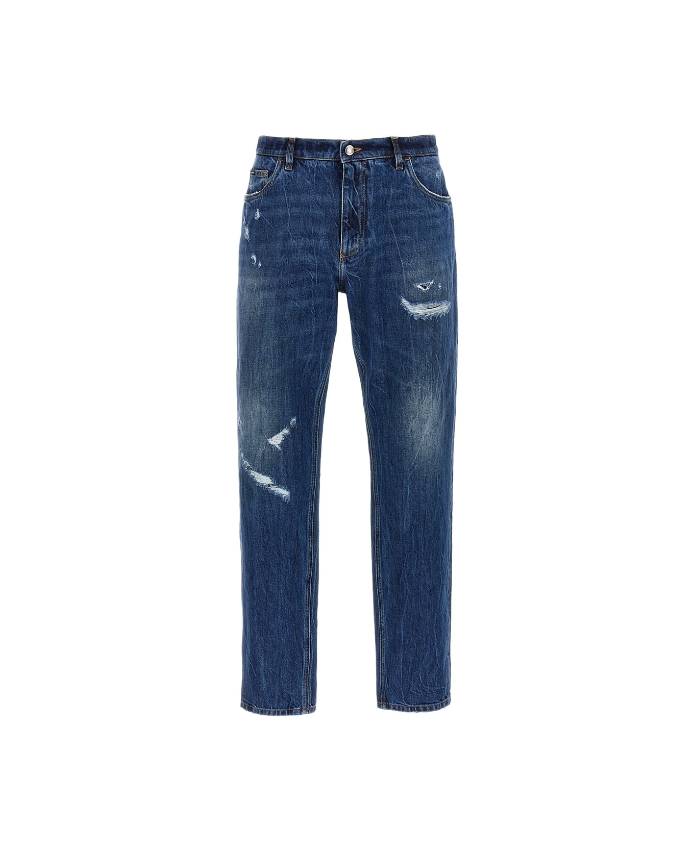 Blue Cotton Denim Jeans - 1