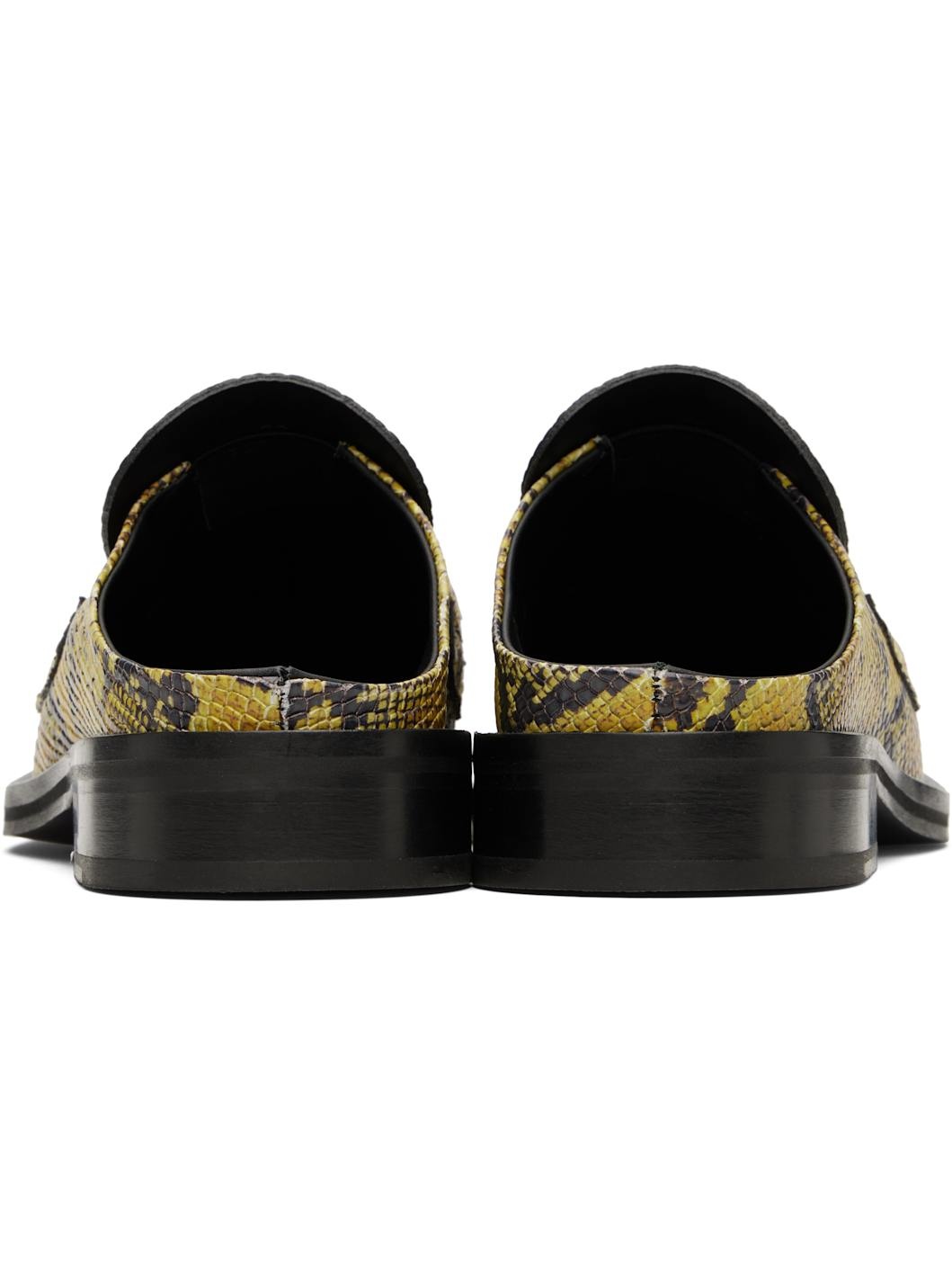 Yellow & Black Square Toe Mules - 2
