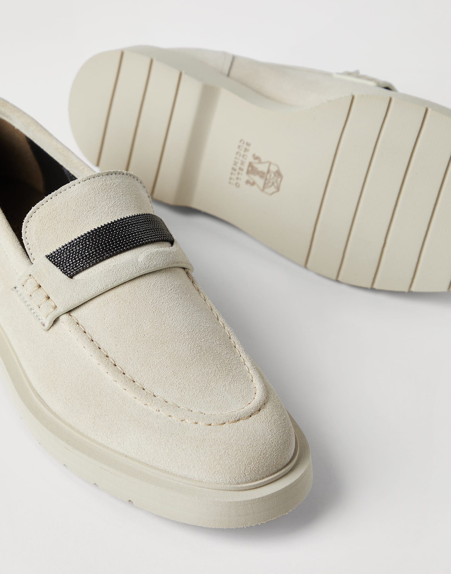 Suede penny loafers with monili - 3