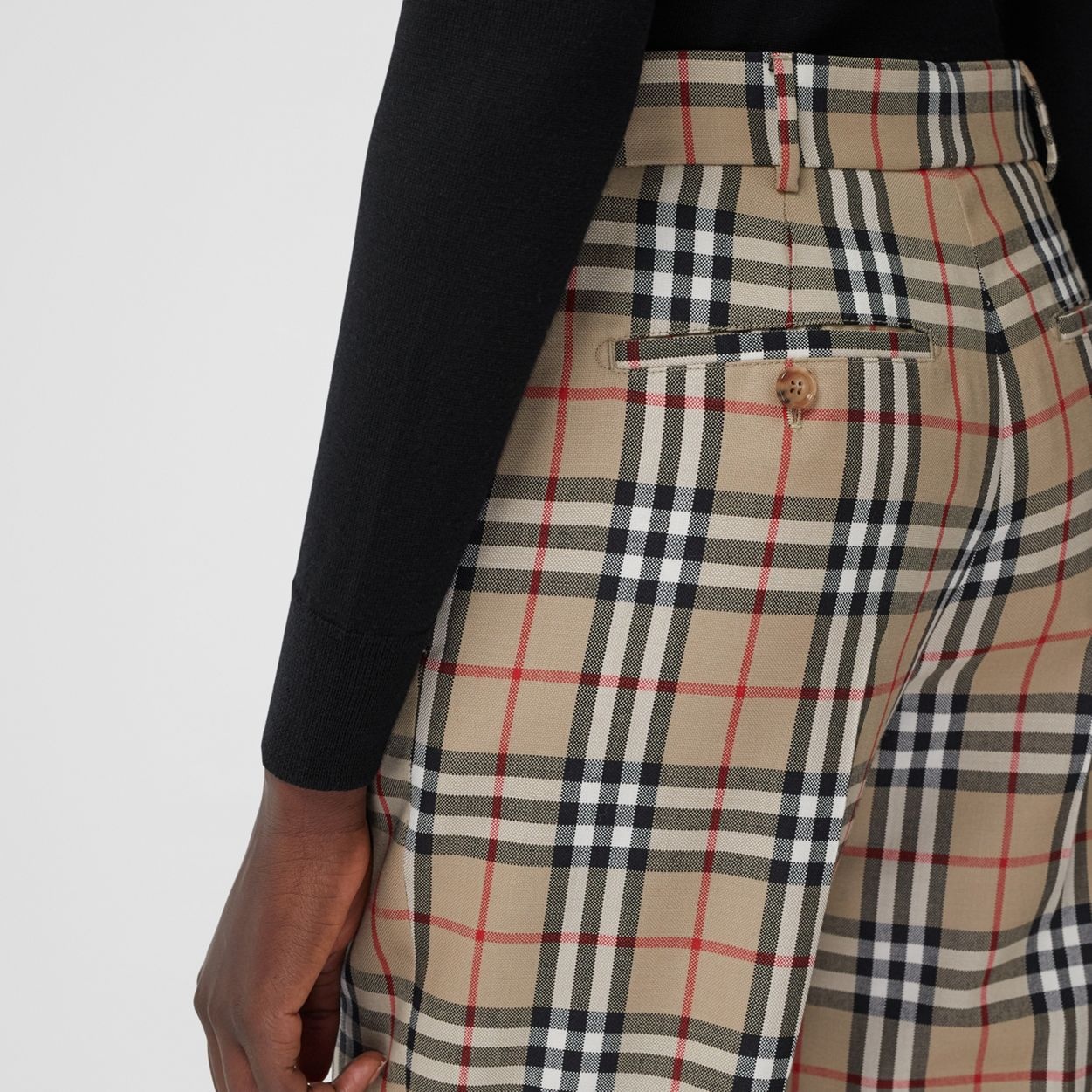 Vintage Check Wool Tailored Trousers - 5