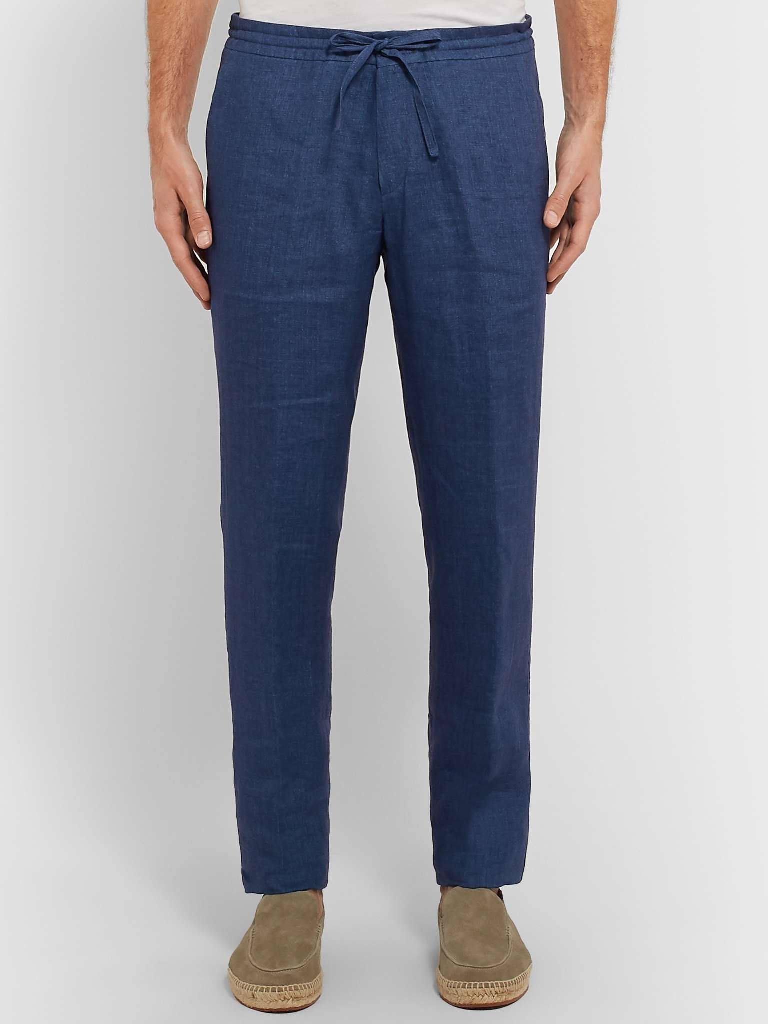Slim-Fit Linen Drawstring Trousers - 5