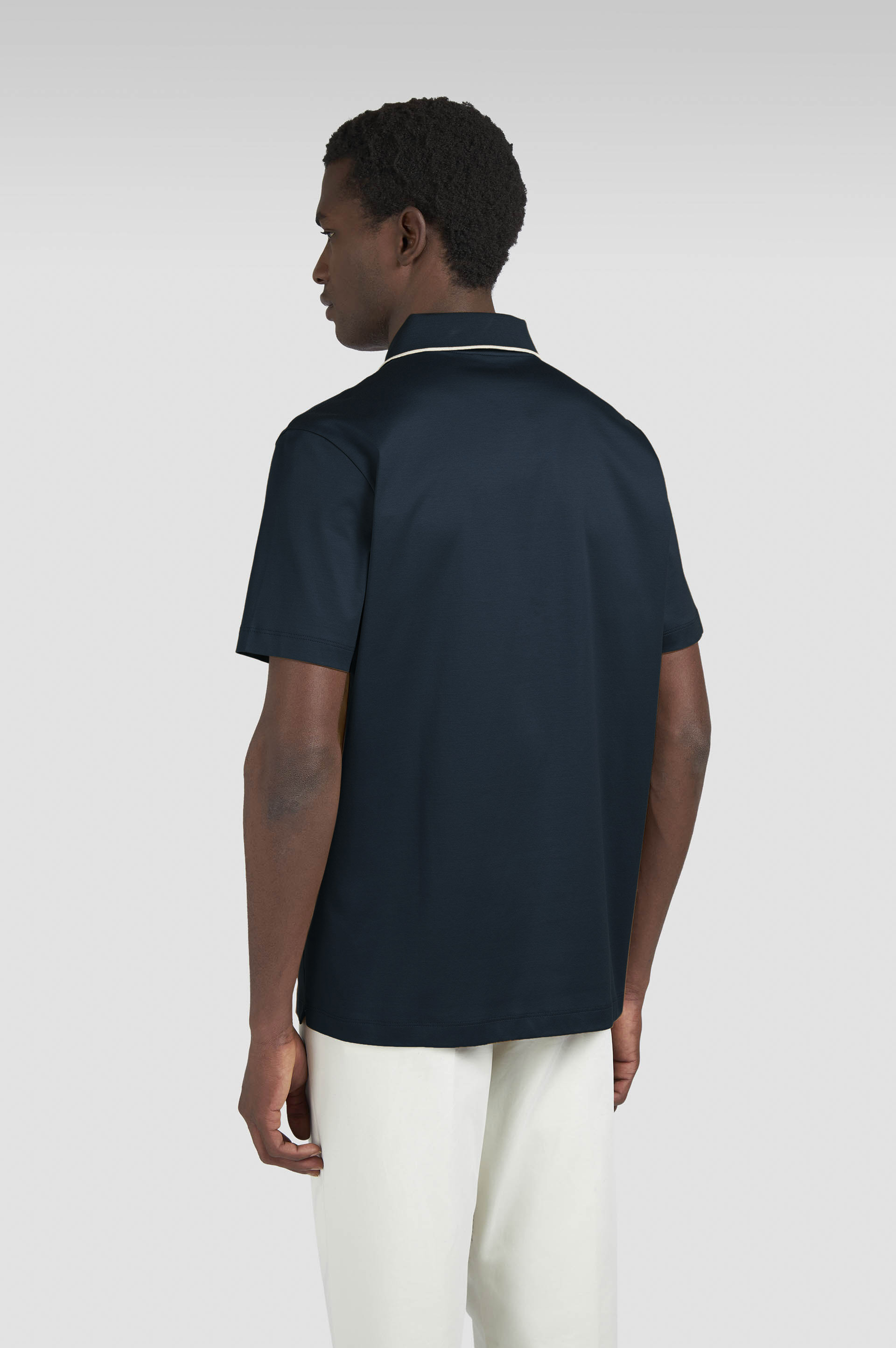 AQUA TOUCH COTTON POLO SHIRT WITH MICRO PATTERN DETAIL ON THE COLLAR - 3