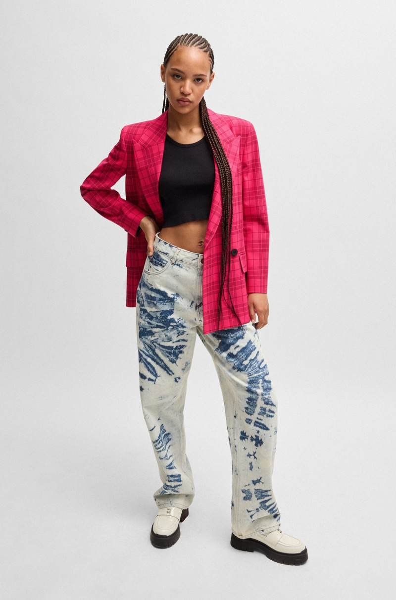HUGO SLIM-FIT JACKET IN CHECKED STRETCH MATERIAL outlook