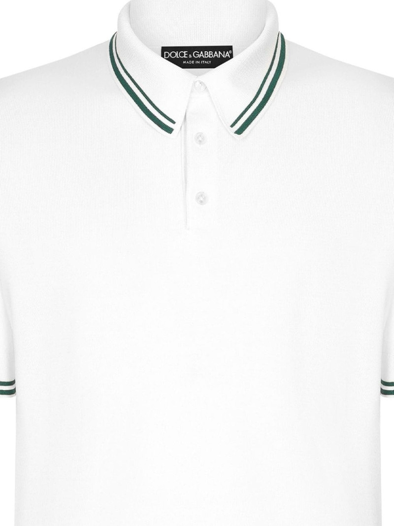 Dolce & Gabbana striped-border silk polo shirt outlook