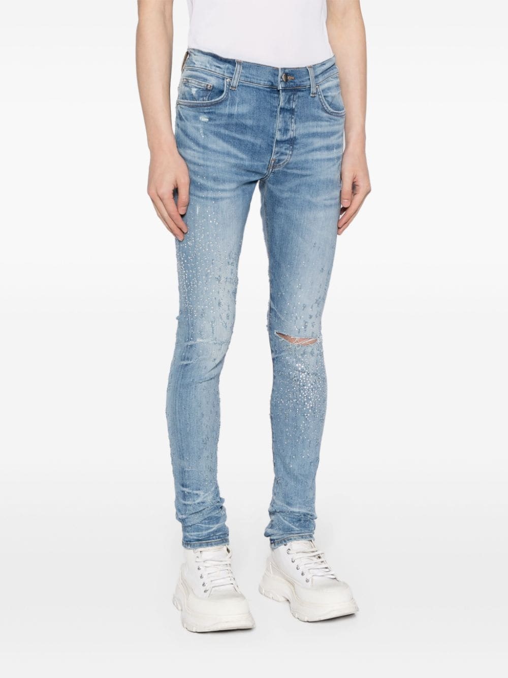 crystal-embellished slim-fit jeans - 3