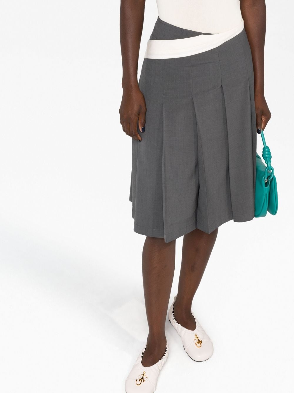 contrast-trim pleated midi skirt - 5