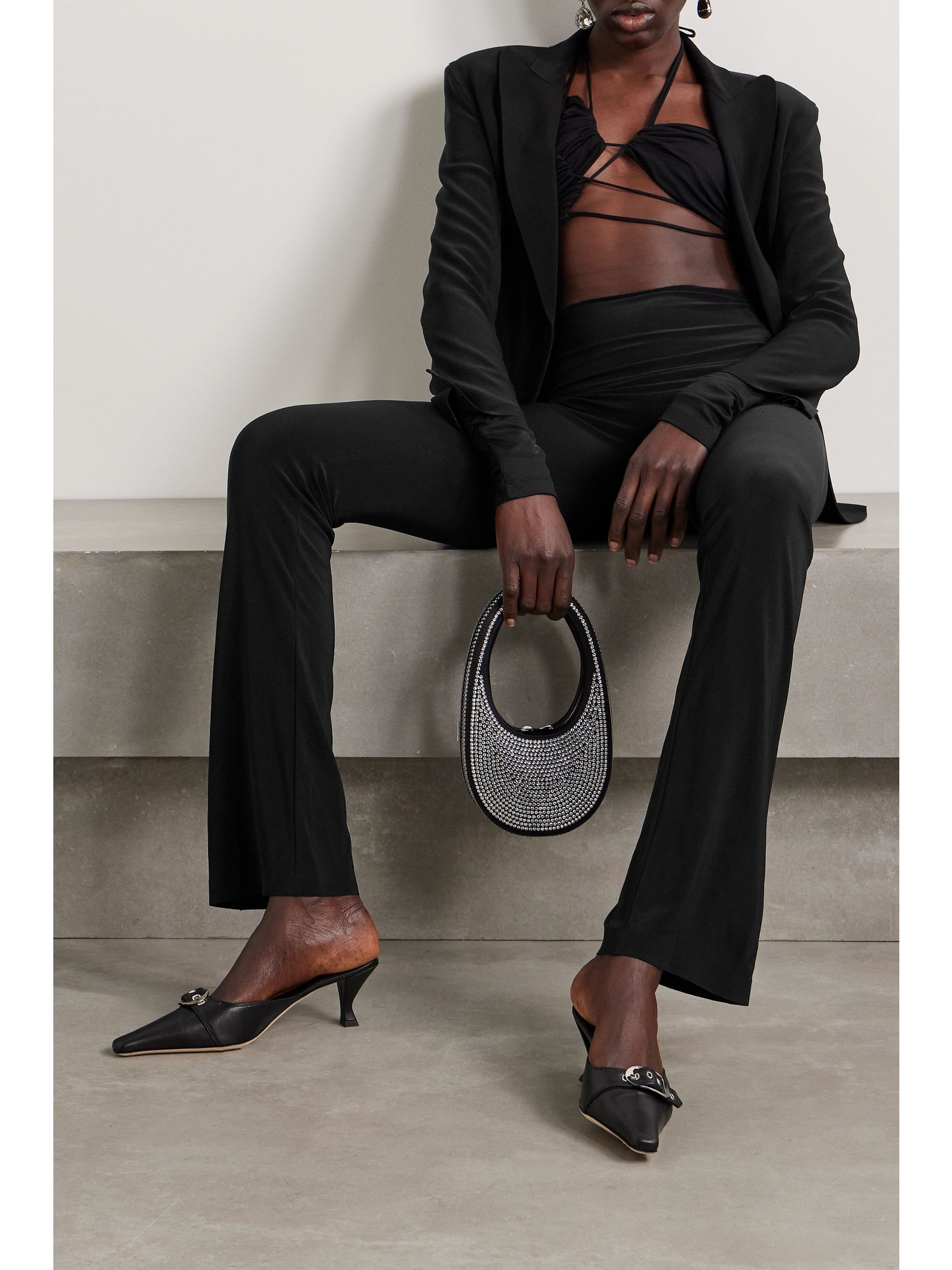 Stretch-jersey straight-leg pants Black - 2