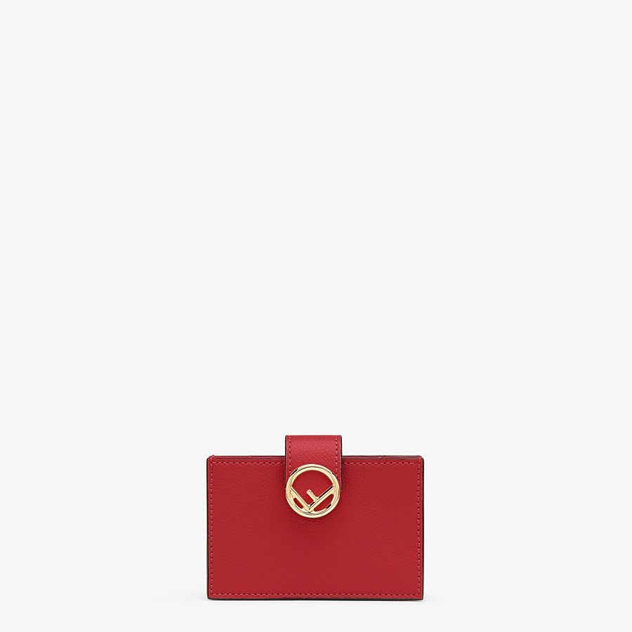 Red leather gusseted card holder - 1